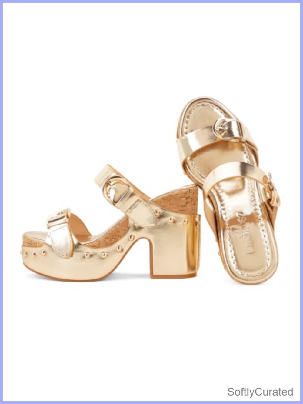 Platform Heeled Sandals 4.5 inch Chunky Block Faux Leather Women's Slip On